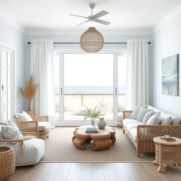 AI interior design Coastal style living room